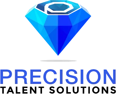 Logo: blue diamond with company name Precision Talent Solutions. This image is a button that takes you back to the Home page.